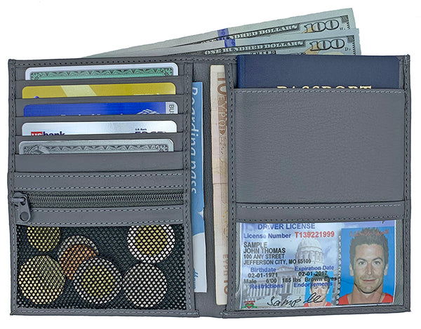Deluxe Personalized Monogrammed Leather RFID Passport Wallet and Luggage Tag