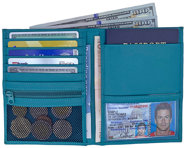 Deluxe Personalized Monogrammed Leather RFID Passport Wallet and Luggage Tag
