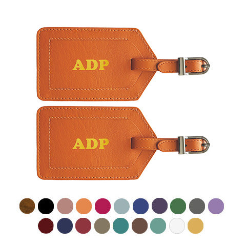 Personalized Monogrammed Leather Luggage Tags - 2 Pack