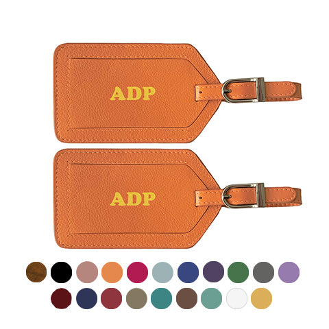 Personalized Monogrammed Leather Luggage Tags - 2 Pack