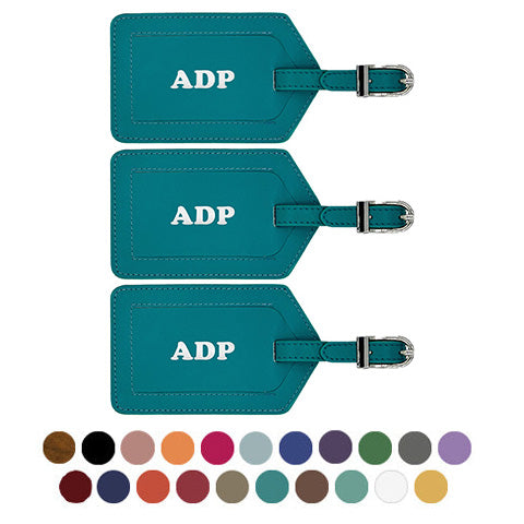 Personalized Monogrammed Leather Luggage Tags - 3 Pack