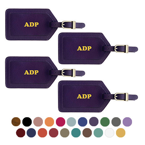 Personalized Monogrammed Leather Luggage Tags - 4 Pack