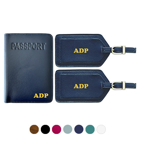 Personalized Passport Cover Holder and 2 Luggage Tags