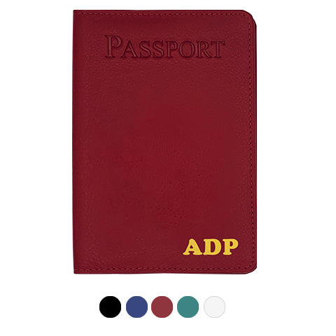 Personalized Monogrammed Leather RFID Passport Cover Holder