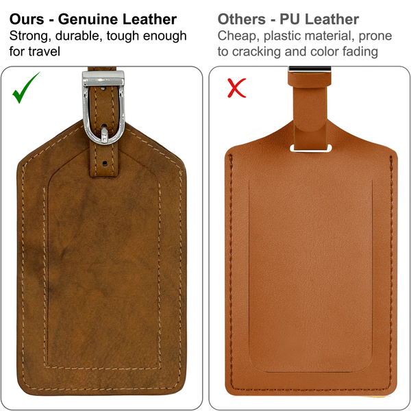 Genuine Top Grain Leather Luggage Tag