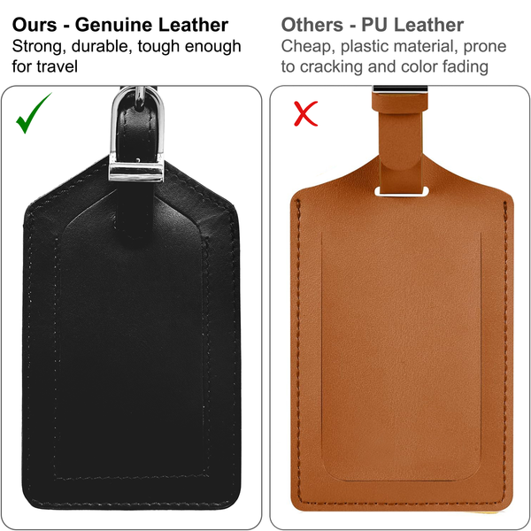 Genuine Top Grain Leather Luggage Tag
