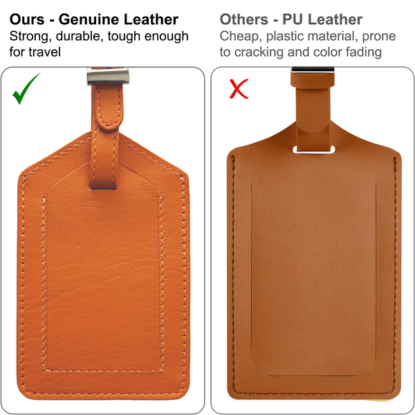Genuine Top Grain Leather Luggage Tag