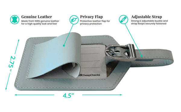 Genuine Top Grain Leather Luggage Tag