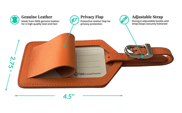 Personalized Monogrammed Leather Luggage Tags - 2 Pack