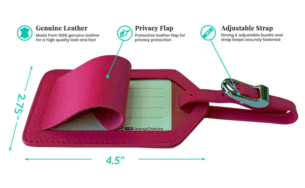 Personalized Monogrammed Leather Luggage Tags - 2 Pack