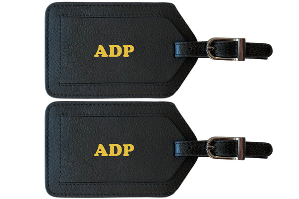 Personalized Monogrammed Leather Luggage Tags - 2 Pack