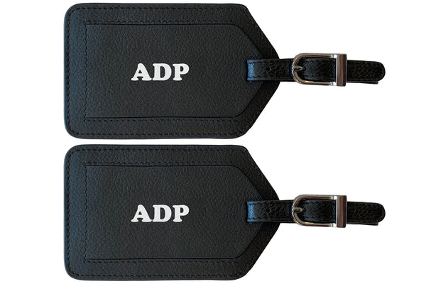 Personalized Monogrammed Leather Luggage Tags - 2 Pack