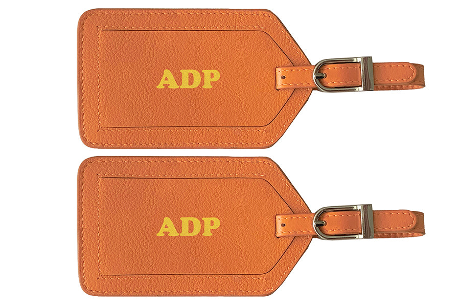 Leather luggage tag best sale monogram