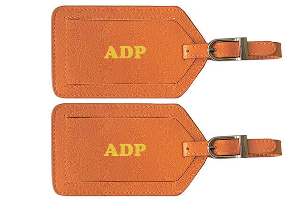 Personalized Monogrammed Leather Luggage Tags - 2 Pack