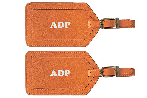 Personalized Monogrammed Leather Luggage Tags - 2 Pack