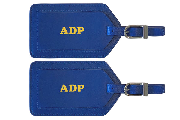 Personalized Monogrammed Leather Luggage Tags - 2 Pack