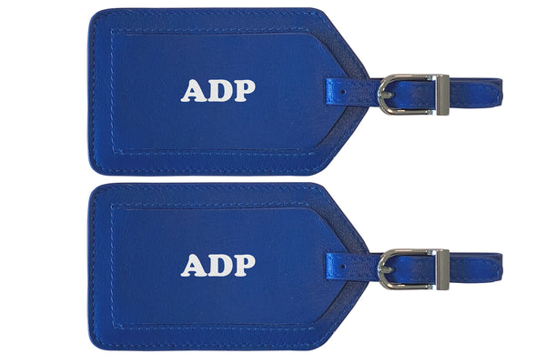 Personalized Monogrammed Leather Luggage Tags - 2 Pack