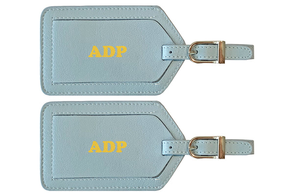 Personalized Monogrammed Leather Luggage Tags - 2 Pack