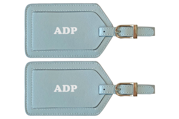Personalized Monogrammed Leather Luggage Tags - 2 Pack