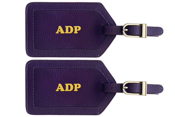 Personalized Monogrammed Leather Luggage Tags - 2 Pack