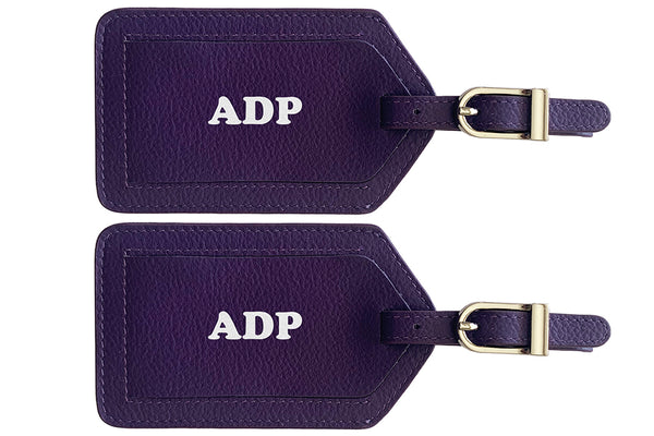 Personalized Monogrammed Leather Luggage Tags - 2 Pack
