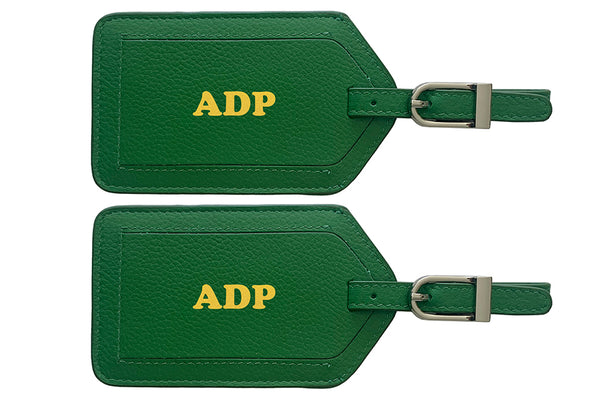 Personalized Monogrammed Leather Luggage Tags - 2 Pack