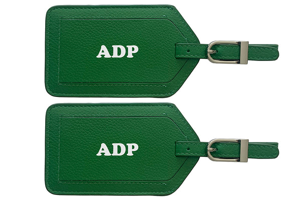 Personalized Monogrammed Leather Luggage Tags - 2 Pack