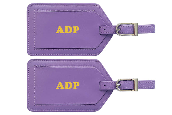 Personalized Monogrammed Leather Luggage Tags - 2 Pack