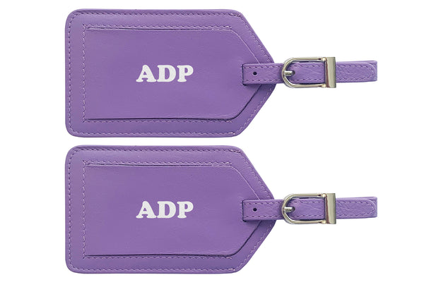 Personalized Monogrammed Leather Luggage Tags - 2 Pack