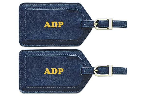 Personalized Monogrammed Leather Luggage Tags - 2 Pack