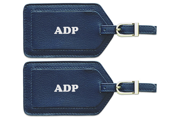 Personalized Monogrammed Leather Luggage Tags - 2 Pack