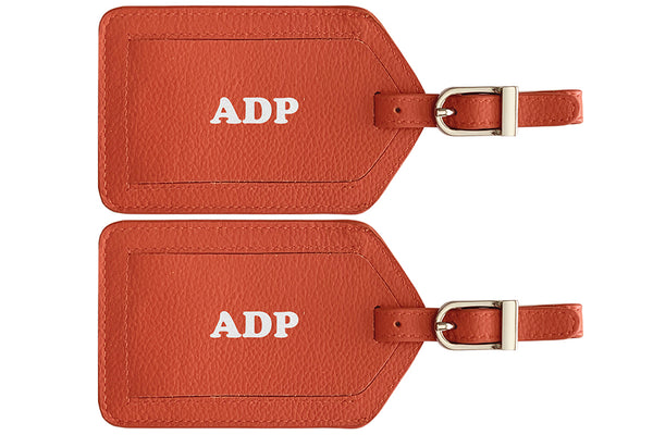 Personalized Monogrammed Leather Luggage Tags - 2 Pack