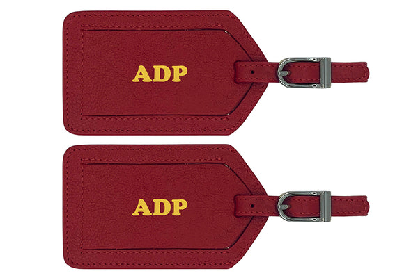 Personalized Monogrammed Leather Luggage Tags - 2 Pack