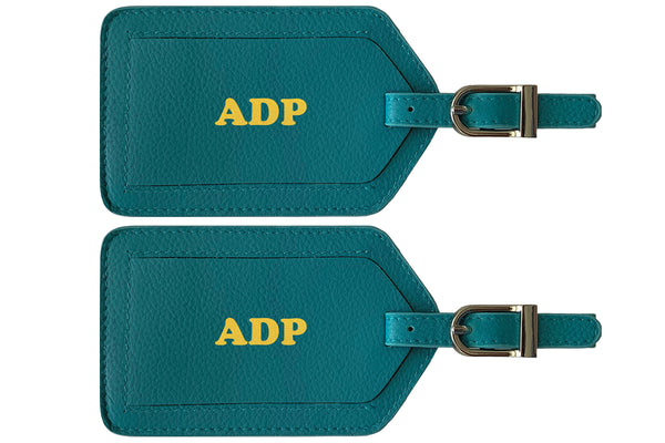 Personalized Monogrammed Leather Luggage Tags - 2 Pack