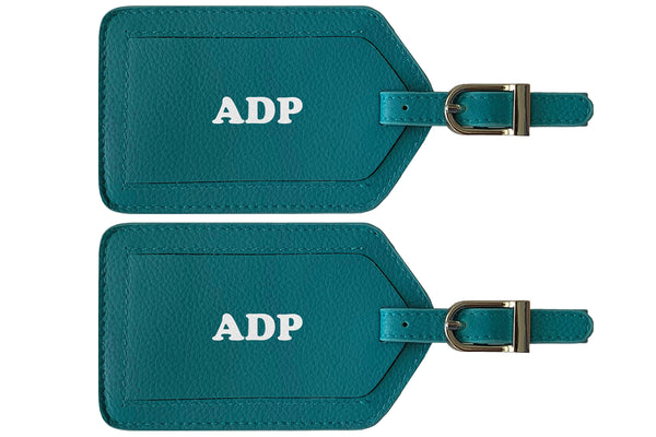 Personalized Monogrammed Leather Luggage Tags - 2 Pack