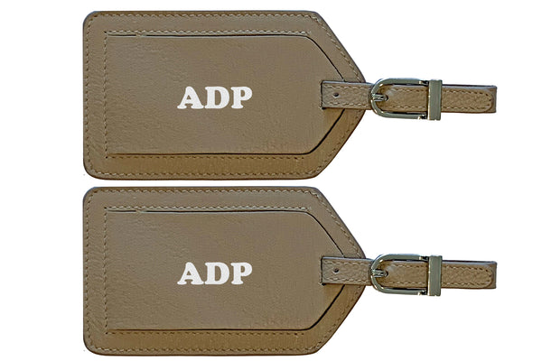 Personalized Monogrammed Leather Luggage Tags - 2 Pack