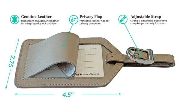 Personalized Monogrammed Leather Luggage Tags - 2 Pack
