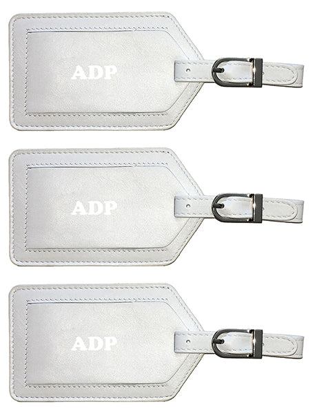 Personalized Monogrammed Leather Luggage Tags - 3 Pack - A&A Creative Designs