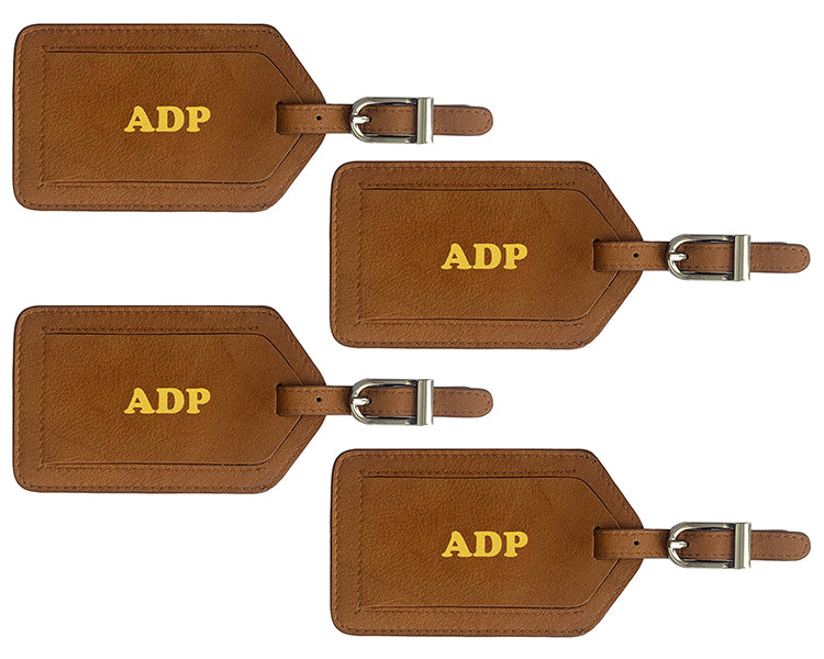 Personalized Luggage Tag - Leather - Brown - Engraved