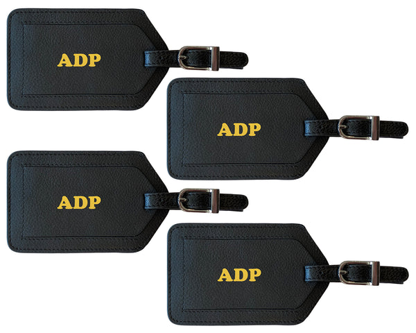 Personalized Monogrammed Leather Luggage Tags - 4 Pack