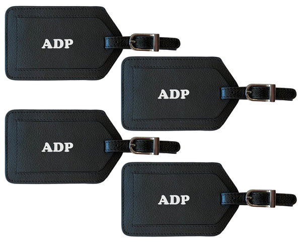 Personalized Monogrammed Leather Luggage Tags - 4 Pack
