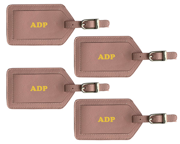 Personalized Monogrammed Leather Luggage Tags - 4 Pack