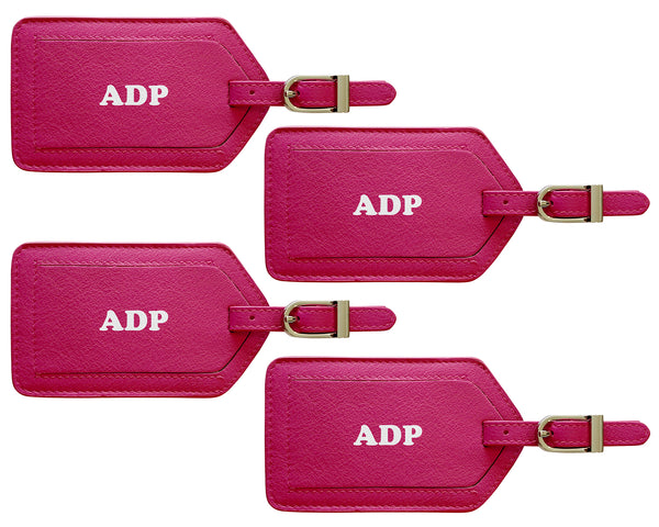 Personalized Monogrammed Leather Luggage Tags - 4 Pack
