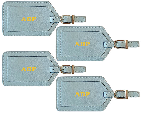 Personalized Monogrammed Leather Luggage Tags - 4 Pack