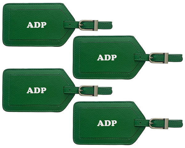 Personalized Monogrammed Leather Luggage Tags - 4 Pack