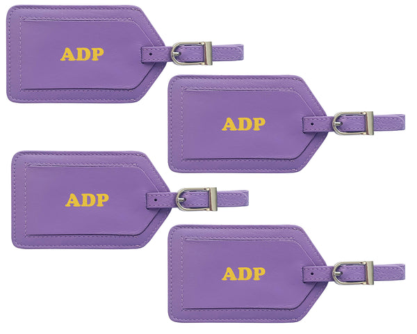Personalized Monogrammed Leather Luggage Tags - 4 Pack