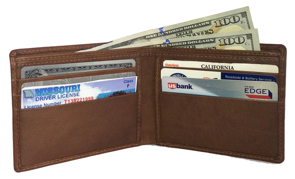 Monogrammed Personalized Leather RFID Blocking Bifold Slim Men's Wallet - A&A Creative Designs