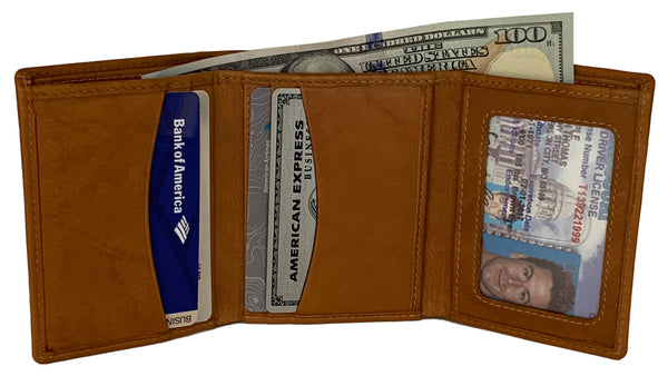 Personalized RFID Blocking Leather Trifold Men's Wallet