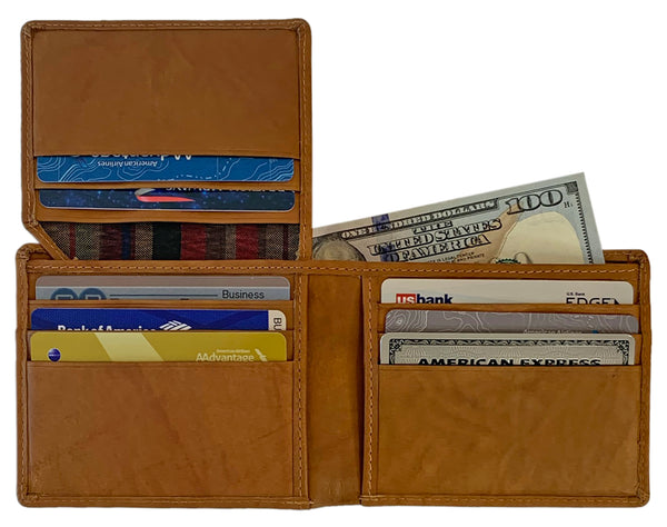 Personalized RFID Blocking Leather Bifold Men's Wallet With ID Window