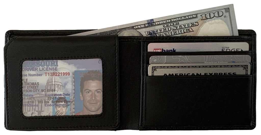 Mens Leather Bifold Wallet With ID Window